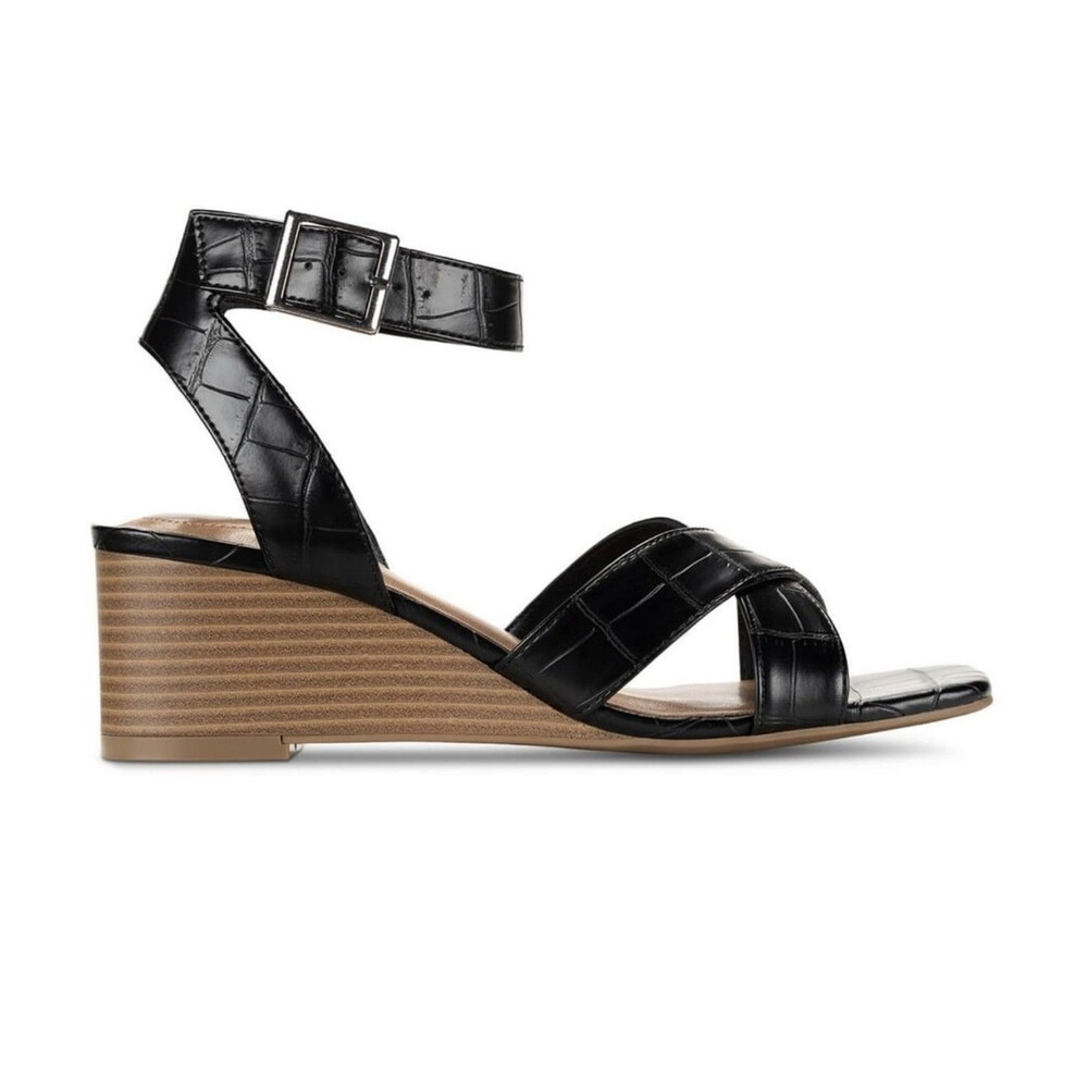 Style& Company Women's Leeza Black Alligator Print Sandals Size 9 - Picture 9 of 9